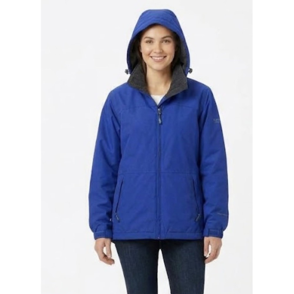 Pacific Trail Blue Hooded Fleece Lined Full Zip Jacket Womens Petite S Gorpcore